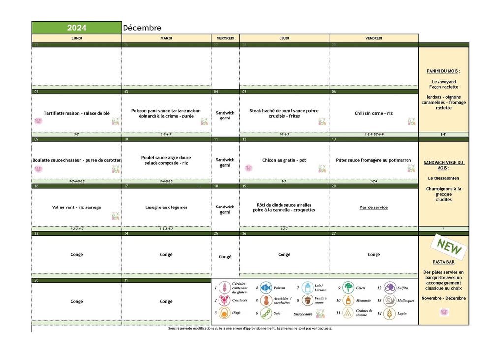 Menu de décembre : producteurs locaux à l'honneur