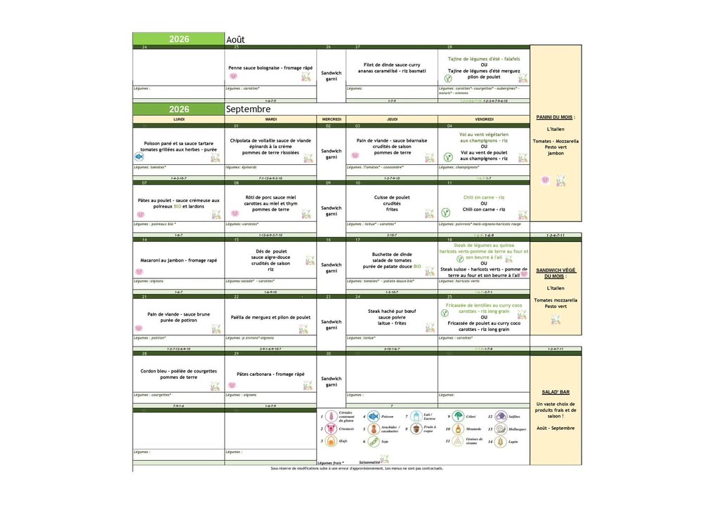 Nouveau menu à la cantine durable